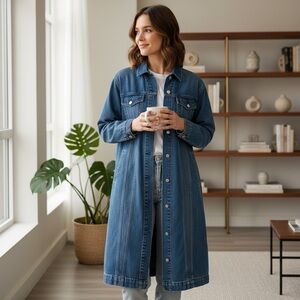 GAP Oversized Large Blue Denim Jacket Long